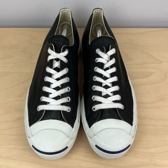 Converse Jack Purcell Men’s Size 13.0 Black & White Leather Low Top Shoes - Picture 4 of 10